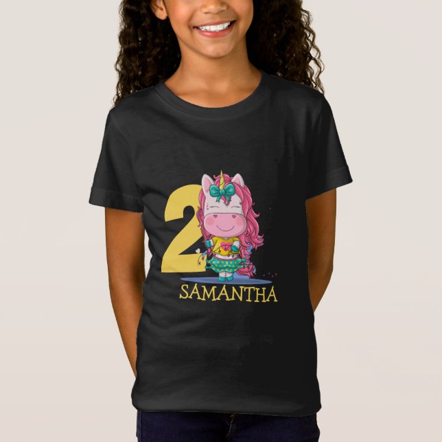 Unicorgelb 2. Geburtstag T-Shirt (Vorderseite)