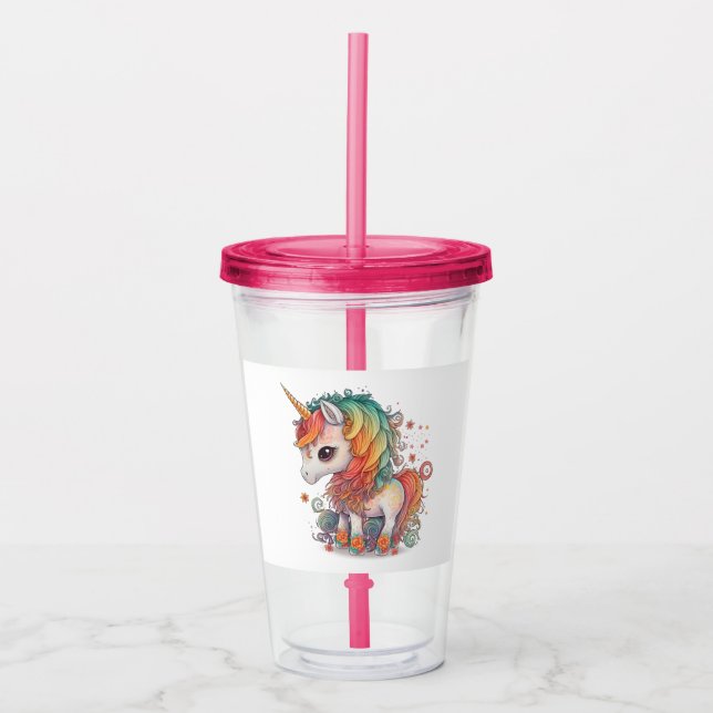 UNICORN 16oz, Fuchsia Pink Acryltrinkbecher (Vorderseite)