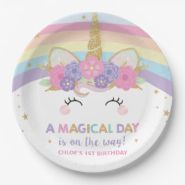 Unicorn 1. Geburtstag Party Rainbow Niedlich Pappteller