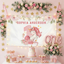 Unicorn 1st Birthday Pink Little Girl 