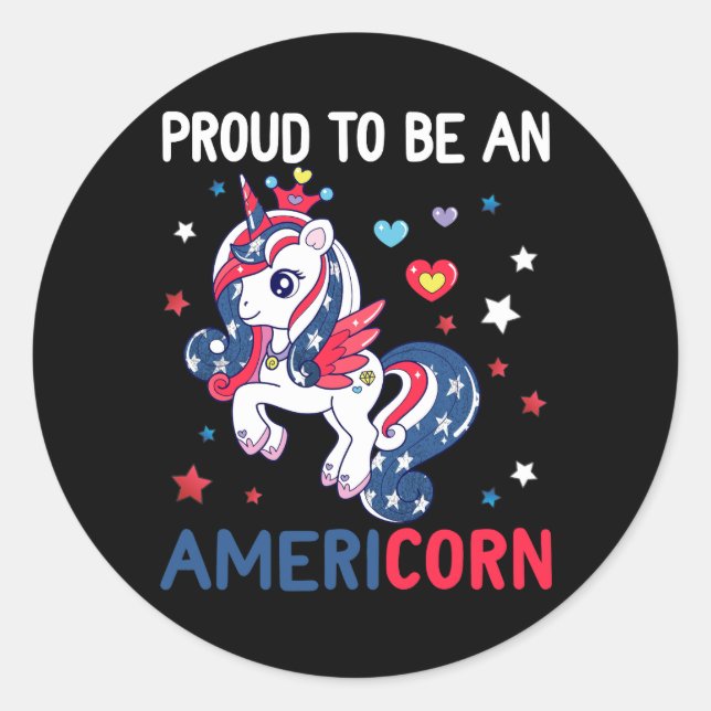 Unicorn 4. Juli Mericorn Merica Inde Runder Aufkleber (Vorderseite)