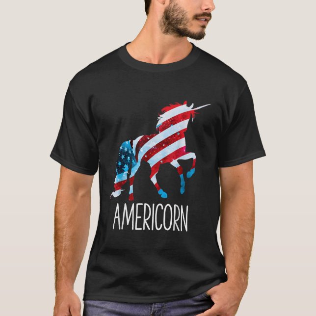 Unicorn 4. Juli T Shirt Mericorn Mer (Vorderseite)