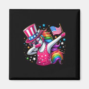 Unicorn 4. Juli Uncle Sam Girls American Flag Magnet