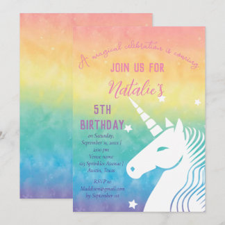 Unicorn 5. Geburtstagsmädchen Pink Magische Fünfte Einladung