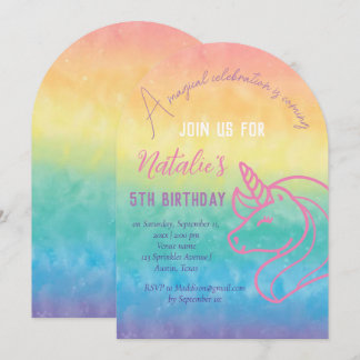 Unicorn 5. Geburtstagsmädchen Pink Magische Fünfte Einladung