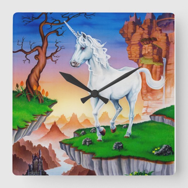 Unicorn acrylic wall clock quadratische wanduhr (Vorderseite)
