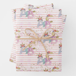 Unicorn Alphabet Muster Geschenkpapier Set