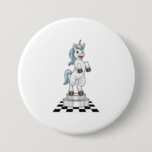 Unicorn am Schach als Schachstück Ritter Button
