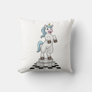 Unicorn am Schach als Schachstück Ritter Kissen