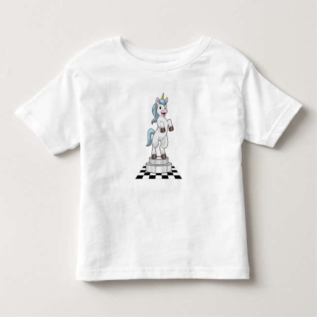 Unicorn am Schach als Schachstück Ritter Kleinkind T-shirt (Vorderseite)