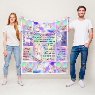 Unicorn, an meine Großtochter, individueller Opa Fleecedecke