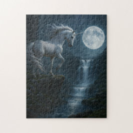 Unicorn and moonlit waterfall - stunning 