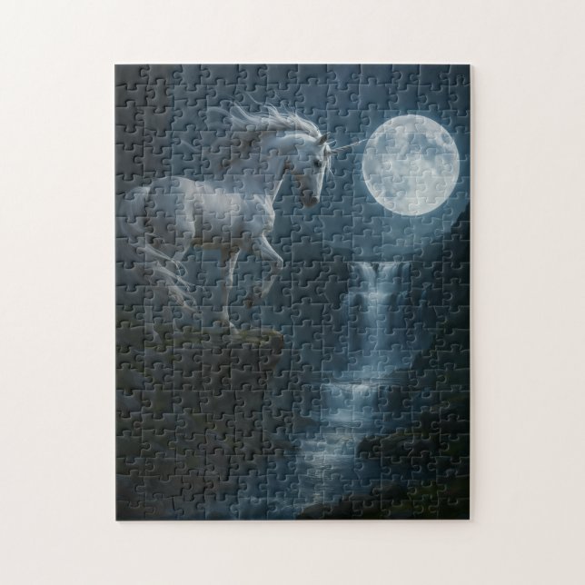 Unicorn and moonlit waterfall - stunning  (Vertikal)