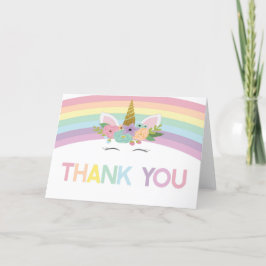 Unicorn and Rainbows Gold Glitter Stars Dankeskarte