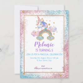 Unicorn Anniversaire Fête Fille Invitation
