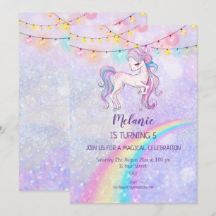 Unicorn Anniversaire Fête Fille Invitation