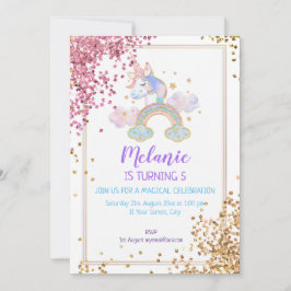 Unicorn Anniversaire Fête Fille Invitation