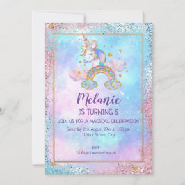 Unicorn Anniversaire Fête Fille Invitation