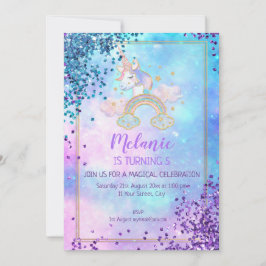 Unicorn Anniversaire Fête Fille Invitation
