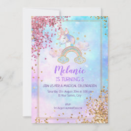 Unicorn Anniversaire Fête Fille Invitation