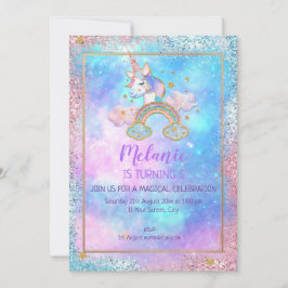 Unicorn Anniversaire Fête Fille Invitation