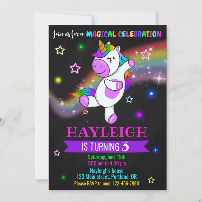 Unicorn anniversaire invitation 1er invitation de  (Devant)