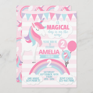 Unicorn Anniversaire Invitation de la fête