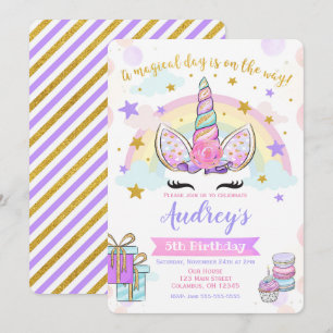 Unicorn Anniversaire Invitation Parties scintillan