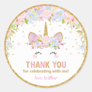 Unicorn Anniversaire Merci Favoriser Sticker Étiqu