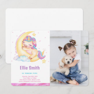 Unicorn Anniversaire Photo Invitation