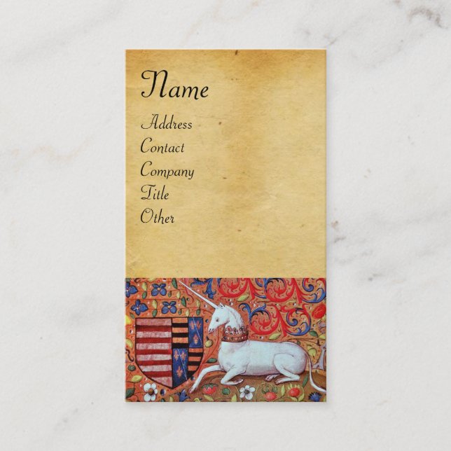 UNICORN/Antique Brown Parchment Visitenkarte (Vorderseite)
