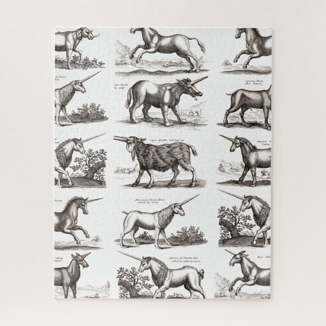 Unicorn Antique Mythical Magic Animal Drawing (Vertikal)