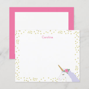 Unicorn Aquarelle rose violet et feuilles de notes