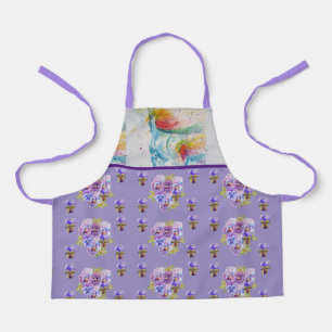 Unicorn Aquarellmalerei Lila Frauen Schürze