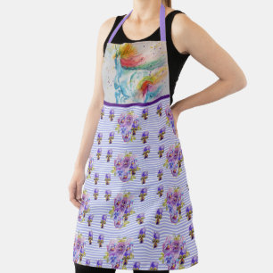 Unicorn Aquarellmalerei Lila Frauen Schürze
