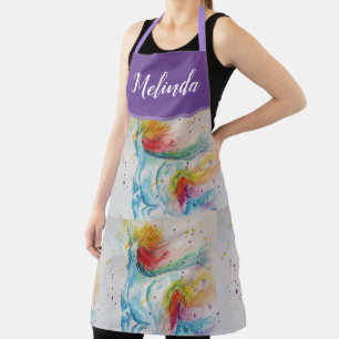 Unicorn Aquarellmalerei Lila Frauen Schürze
