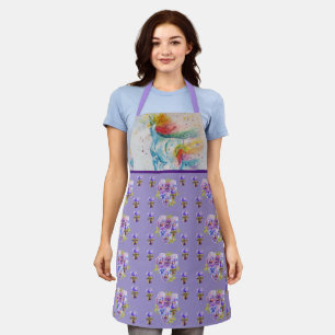 Unicorn Aquarellmalerei Lila Frauen Schürze