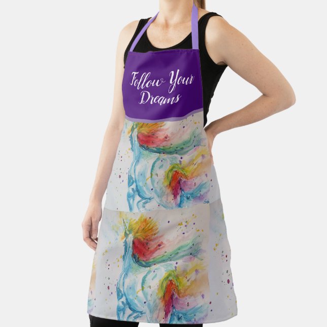 Unicorn Aquarellmalerei Lila Frauen Schürze (InSitu)