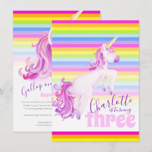 Unicorn art arc-en-ciel invitations 3e anniversair