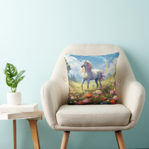 Unicorn auf Wiese Kissen