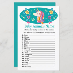Unicorn Baby Animals Name Game