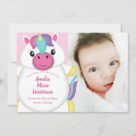 Unicorn Baby Birth Announcement Foto Einladung