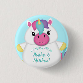 Unicorn Baby Dusche Aquamarin Button