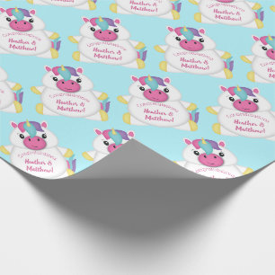 Unicorn Baby Dusche Aquamarin Geschenkpapier