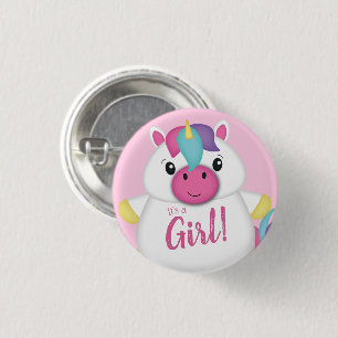 Unicorn Baby Dusche Rosa Button