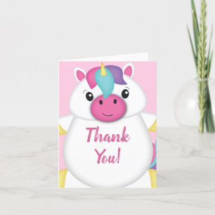 Unicorn Baby Dusche Rosa Dankeskarte