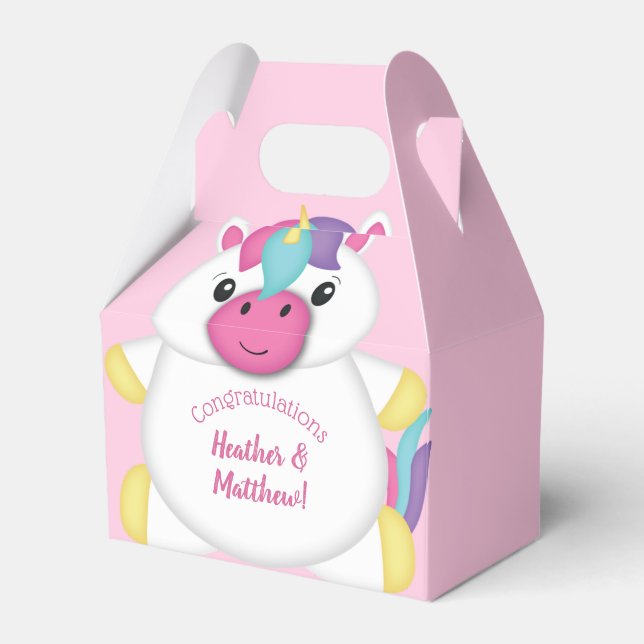 Unicorn Baby Dusche Rosa Geschenkschachtel (Vorderseite)