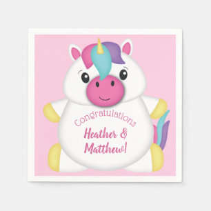 Unicorn Baby Dusche Rosa Serviette