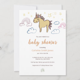 Unicorn Baby Duwer Gender Neutral Einladung