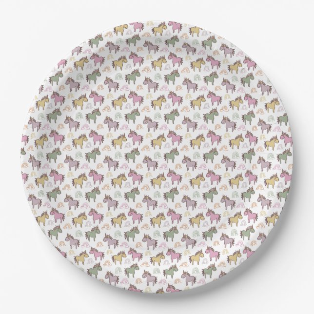 Unicorn Baby Duwer Gender Neutral Pappteller (Vorderseite)